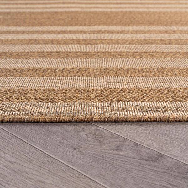 Geometric Sand/Natural Easy-Care Jute-Style Indoor/Outdoor Flat Woven Area Rug 7 ft. 10 in. x 10 ft. Sand