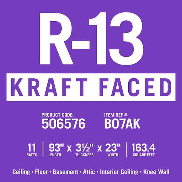 R-13 KRAFT FACED FIBERGLASS BATT INSULATION 23 x 93 – Spray Foam Chemical  Supplies