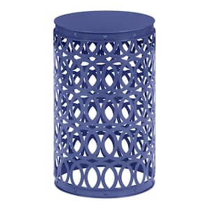 19.5 in. H Twilight Blue Metal Round Outdoor Side Table