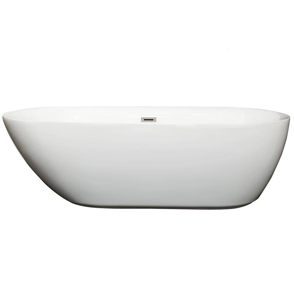 Melissa 71'' White Freestanding Acrylic Soaking Bathtub