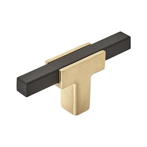 Urbanite 2-3/4 in. (70mm) Modern Brushed Gold/Matte Black Bar Cabinet Knob