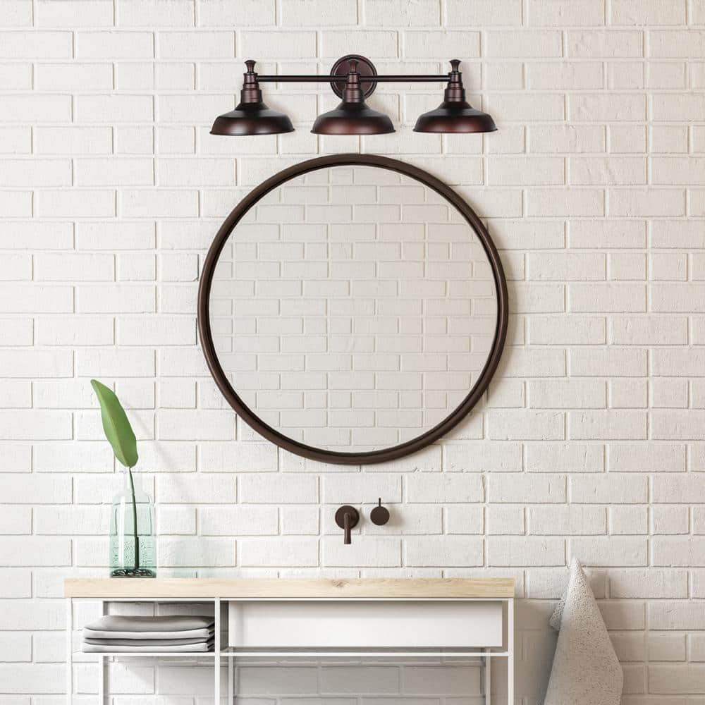 Kimball Textured Coffee Bronze 3-Light Industrial Vanity Light