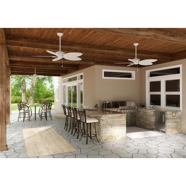 Bayview 54 in. Indoor/Outdoor White Ceiling Fan For Patios or Bedrooms
