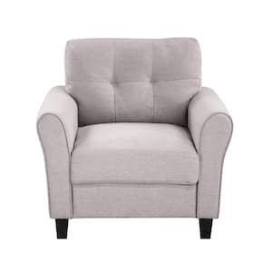 35 in. W Linen Upholstered Armchair in Light Gray