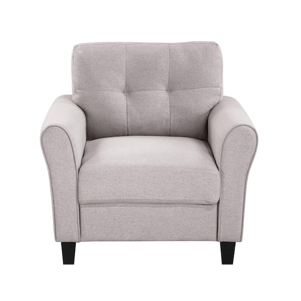 Polibi 35 in. W Linen Upholstered Armchair in Light Gray
