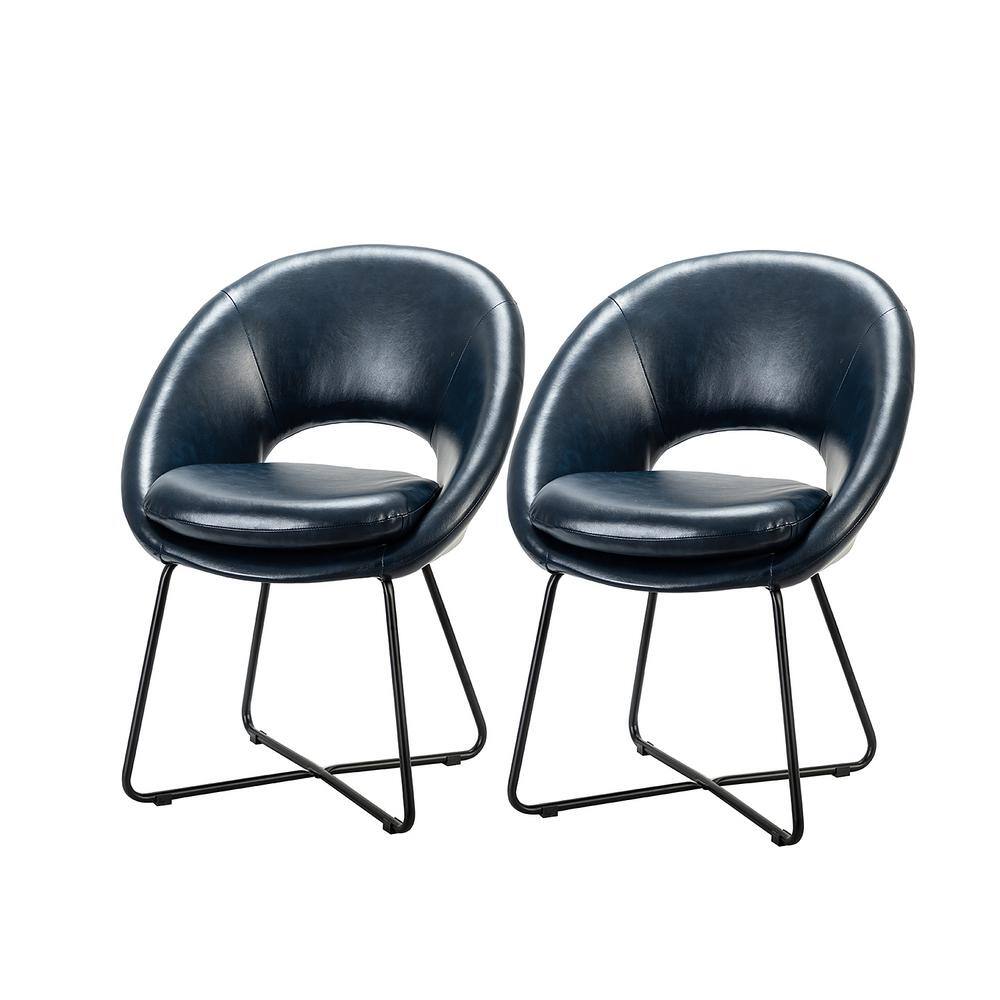 JAYDEN CREATION Marla Navy Accent Side Chair with Cross-Shaped Metal Base  (Set of 2) DCM0307-NAVY - The Home Depot