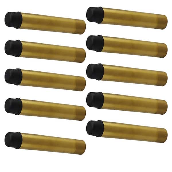 DSIX 3-1/2 in. L, 5/8 in. Dia Satin Brass PVD Stainless Steel Round Wall Mount Door Stop (10-Pack)