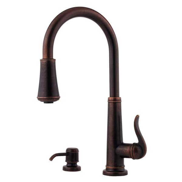 SINKOLOGY - Ganku All-in-One Farmhouse Apron-Front Copper 33 in. Single Bowl Kitchen Sink with Pfister Bronze Faucet and Strainer