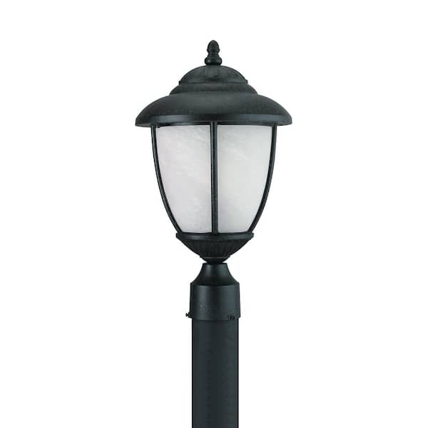 Generation Lighting Yorktown 1-Light Outdoor Forged Iron Post Light with LED Bulb