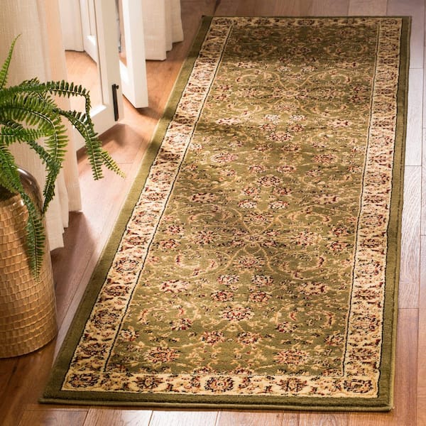 Lyndhurst Sage/Ivory 2 ft. x 8 ft. Antique Floral Border Runner Rug