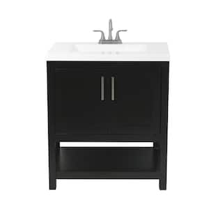 Tufino 31 in. Bath Vanity in Espresso with Cultured Marble Vanity Top in White with White Basin