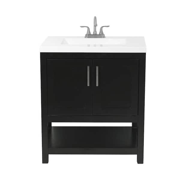 Amluxx Tufino 31 in. Bath Vanity in Espresso with Cultured Marble Vanity Top in White with White Basin