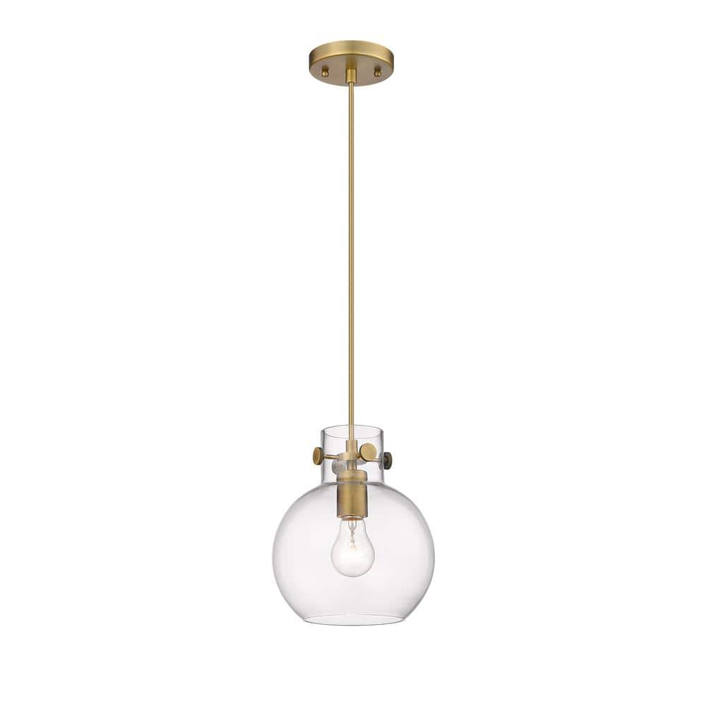 Newton 8" Brushed Brass Glass Globe Pendant Light