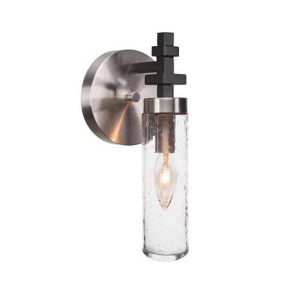 Unbranded Gemini 2.25 in. 1-Light Matte Black and Brushed Nickel Wall Sconce with Standard Shade