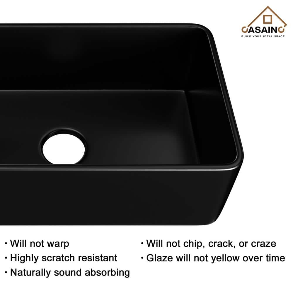 Matte Black Fireclay Single Bowl Farmhouse Sink with Faucet