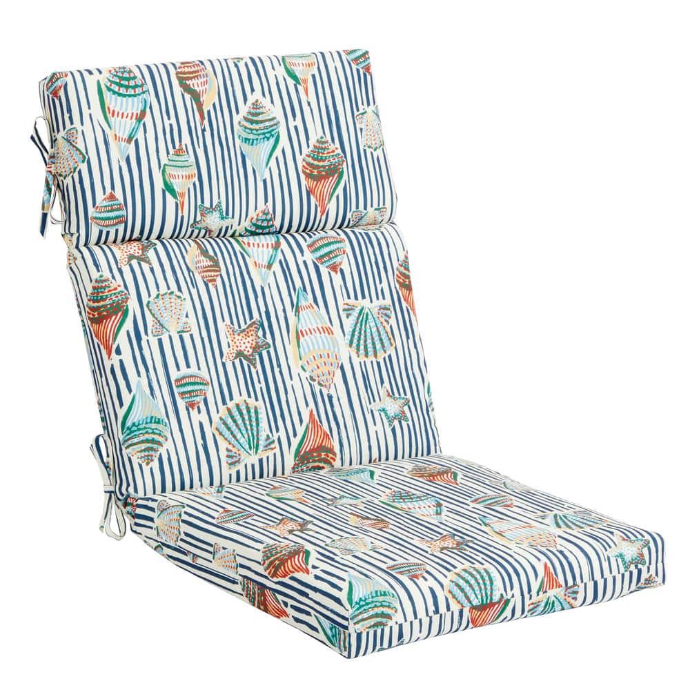 Hampton Bay - 20 in. W x 20 in. D High Back Universal Outdoor Cushion in Crayon Shells