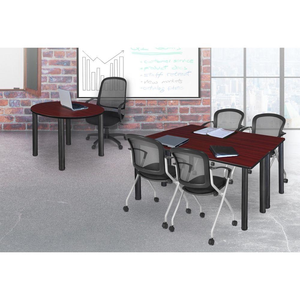 Kee 72 in x 24 in. Mahogany Top Training Seminar Table Desk, Black Legs