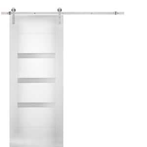 18 in. x 80 in. White Finished MDF Sliding Door with Barn Hardware