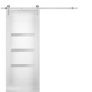 28 in. x 84 in. White Finished MDF Sliding Door with Barn Hardware