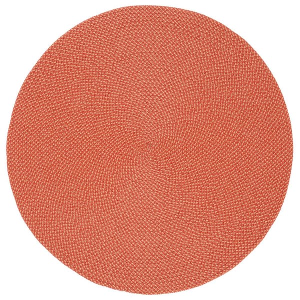SAFAVIEH Braided Rust 3 ft. x 3 ft. Abstract Round Area Rug