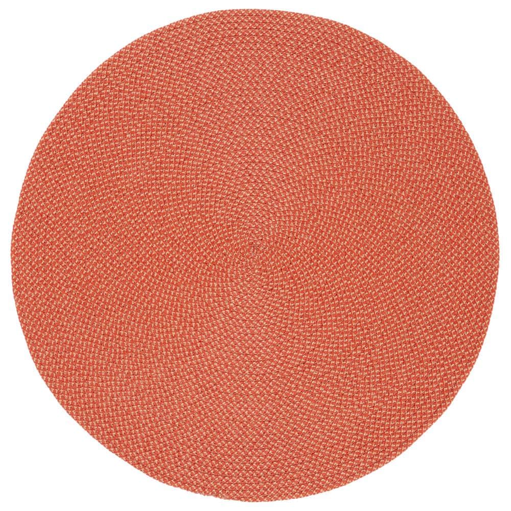 SAFAVIEH Braided Rust 4 ft. x 4 ft. Abstract Round Area Rug BRD403P-4R ...