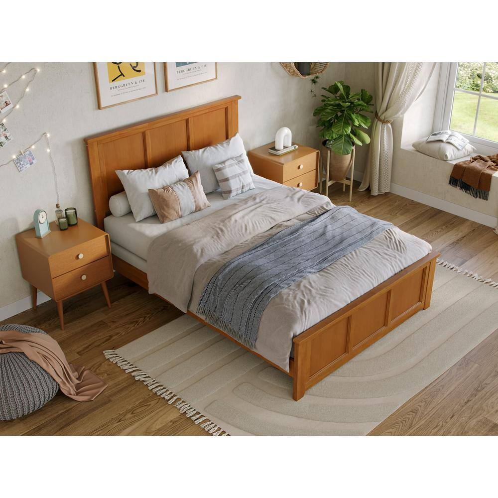 Madison Light Toffee Full Wood Frame Bed with Headboard and Drawer