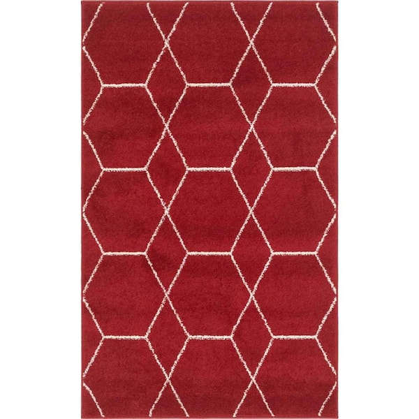 StyleWell Trellis Frieze Red/Ivory 3 ft. x 5 ft. Geometric Area Rug