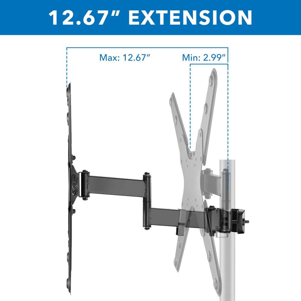 Mount-It! Black Steel Full Motion TV Pole Mount for 32-55 Inch Screens