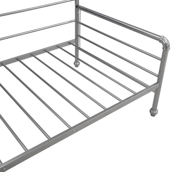 Silver Twin Size Daybed With Adjustable, Metal Bed Frame Parts Names