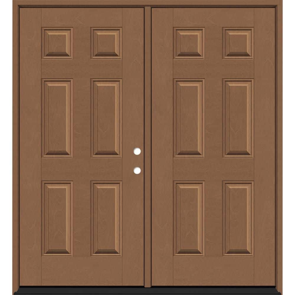 Regency 72 in. x 96 in. 6 Panel LHIS Autumn Wheat Stain Mahogany Fiberglass Double Prehung Front Door with 4-9/16 Jamb price history on PriceWatchPro