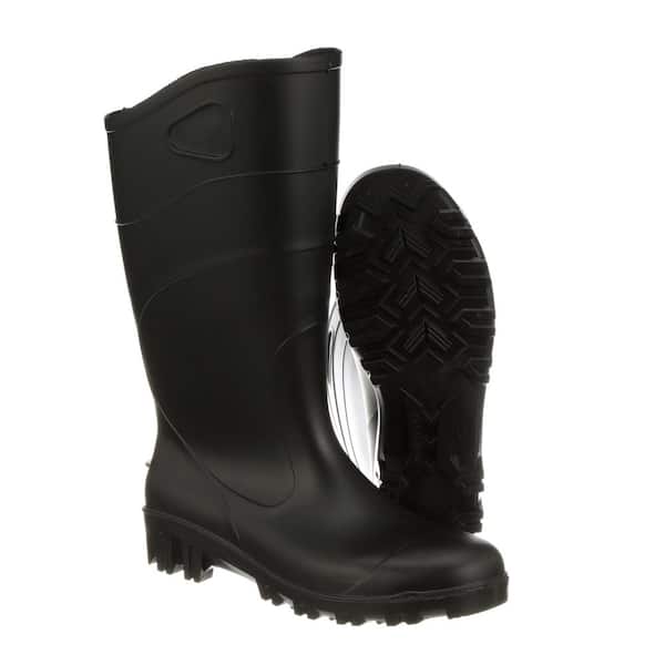 15-In. Steel-Toe Boots Men's Size 10 Black PVC 