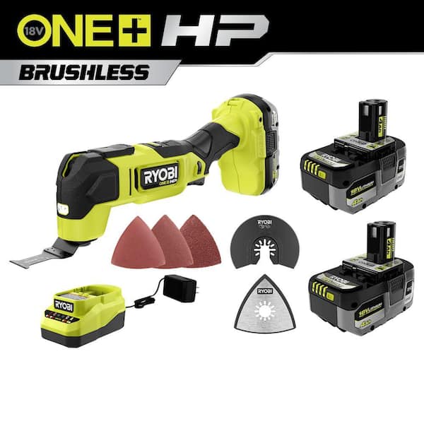 RYOBI ONE+ HP 18V Brushless Cordless Multi-Tool Kit with (2) 4.0 Ah Batteries, 2.0 Ah Battery, and Charger