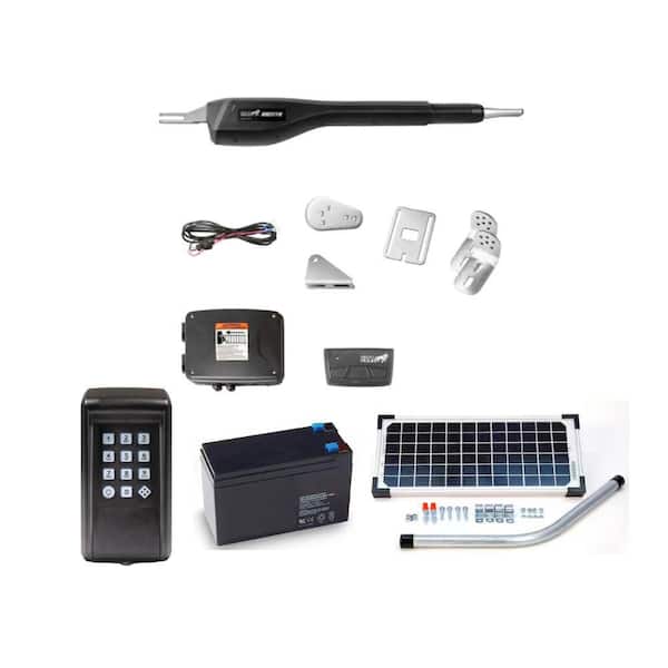 Digital Keypad, 10-Watt Solar Panel Kit, Medium Duty Single Swing Gate Opener (up to 550 lb.) and 12-Volt Battery Combo
