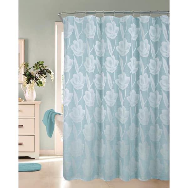 Dainty Home Lily 70 in. x 72 in. Spa Floral Shower Curtain