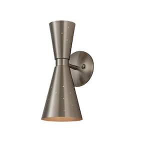 Tomas 5.51 in. W 2-Light Contemporary Cone Brushed Nickel Wall Sconce