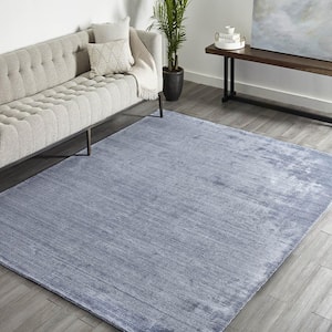 Harbor Contemporary Solid Denim 8 ft. x 10 ft. Hand-Knotted Area Rug