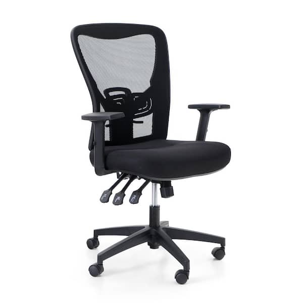 Furniture of America Ethan Regular Black Mesh Seat Ergonomic Office Chair with Adjustable Height and Adjustable Arms