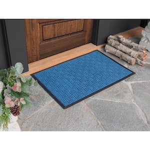 Indoor Outdoor Doormat Blue 24 in. x 36 in. Checker Floor Mat
