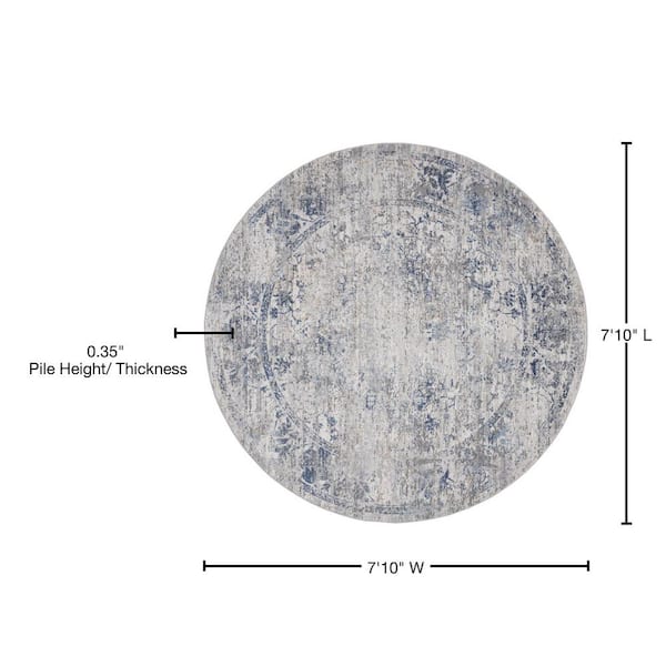 Austin Clark Blue 7 ft. 10 in. x 7 ft. 10 in. Round Rug