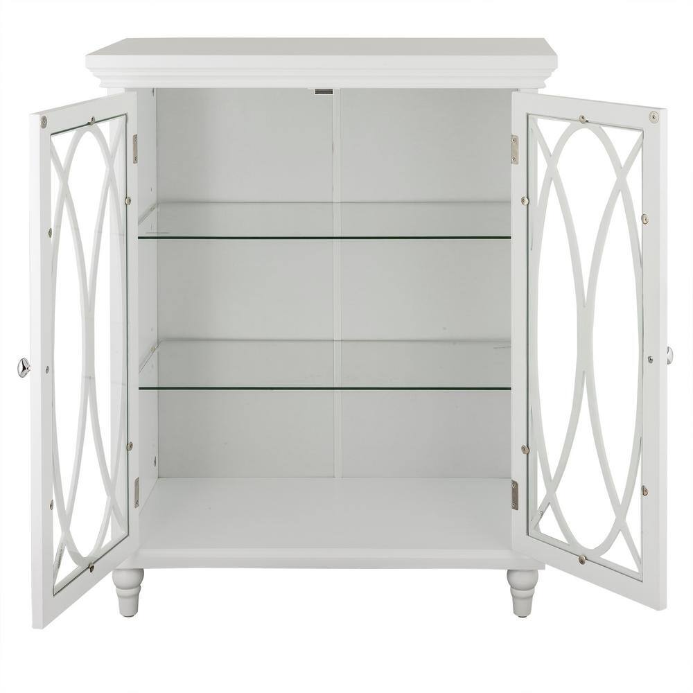 Elegant Florence White Wooden Floor Cabinet with Adjustable Glass Shelves