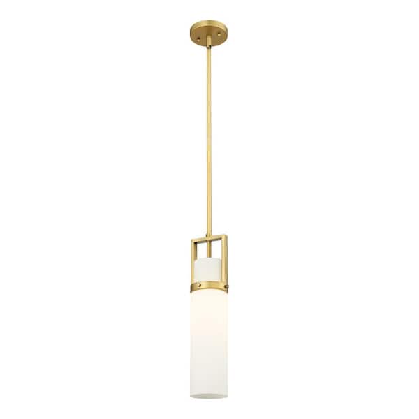 Innovations Utopia 100-Watt 1 Light Brushed Brass Shaded Pendant Light with Frosted glass Frosted Glass Shade