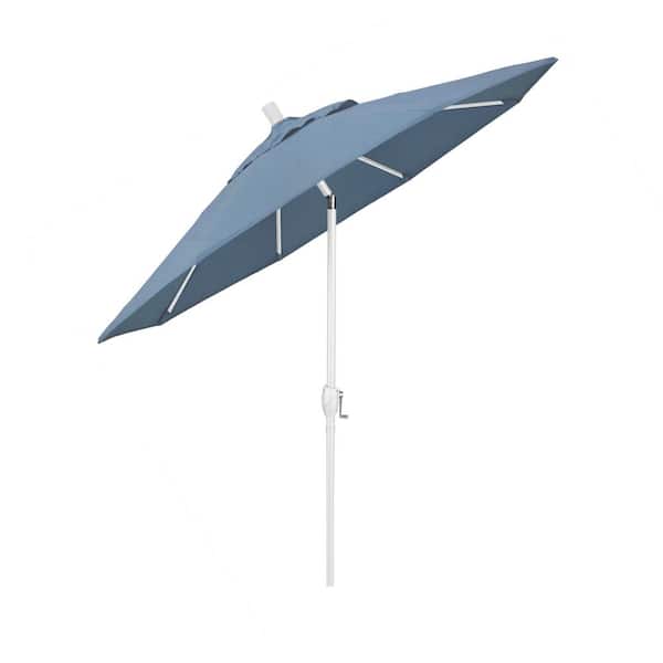 blue patio umbrella silver pole Woodline Shade Solutions Bravura Aluminum 13 Foot Square Center which are flexible enough to sway with sudden gusts of wind instead of snapping TOTAL 10FT Patio Umbrella Outdoor