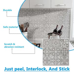 11.8 in. W x 11.8 in. L Vinyl Peel and Stick Backsplash Tile, Mosaic Floor and Wall Tiles,10 Pack (9.7 sq. ft.)