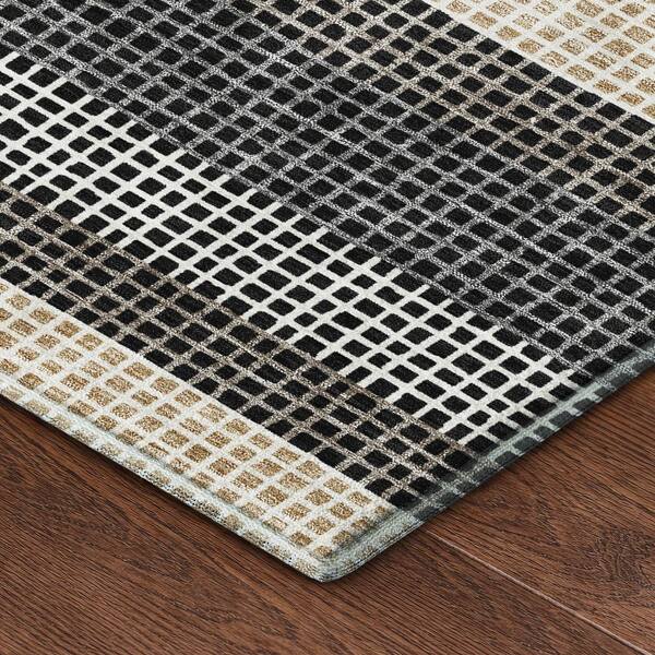Mayfield Premium Machine Washable Abstract AMF2530 Black 2 ft. x 3 ft. Accent Rug