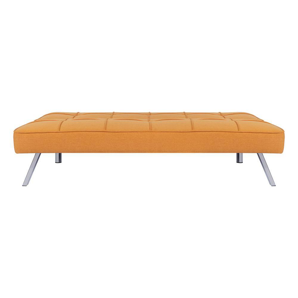 Tangerine Linen Twin Sleeper Futon with Metal Legs