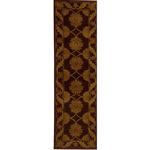 SAFAVIEH Heritage Maroon 2 ft. x 14 ft. Border Runner Rug