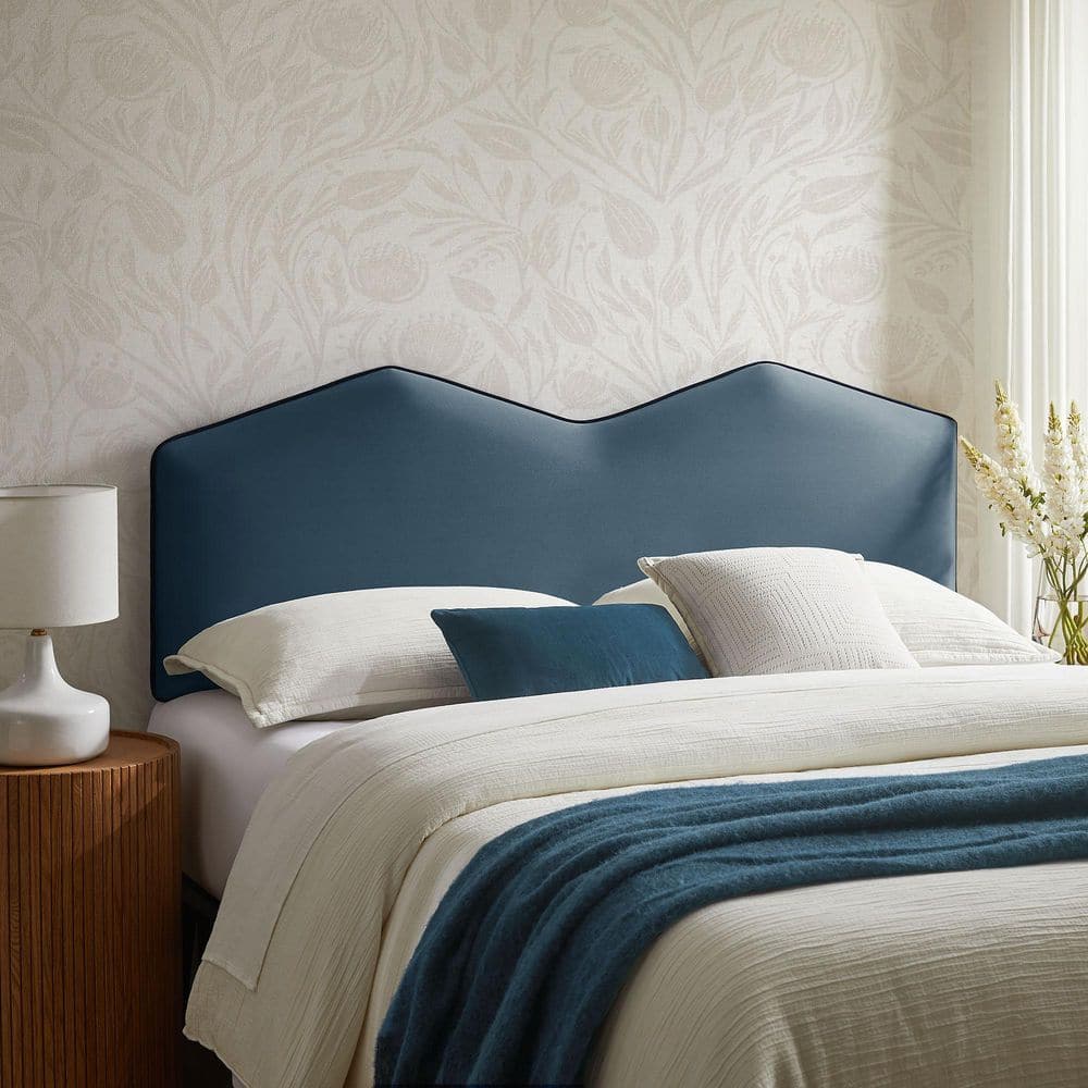 Cosette Adjustable Velvet King Size Headboard in Cadet Blue