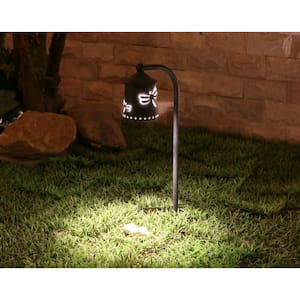 25-Watt Equivalent Low Voltage Rustic Iron Integrated LED Outdoor Landscape Path Light with Shade Details