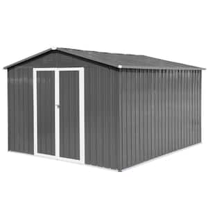 10 ft. W x 12 ft D Outdoor Metal Garden Storage Shed Aluminum Frame For Garden Backyard Covering Area 120 sq. ft. Grey