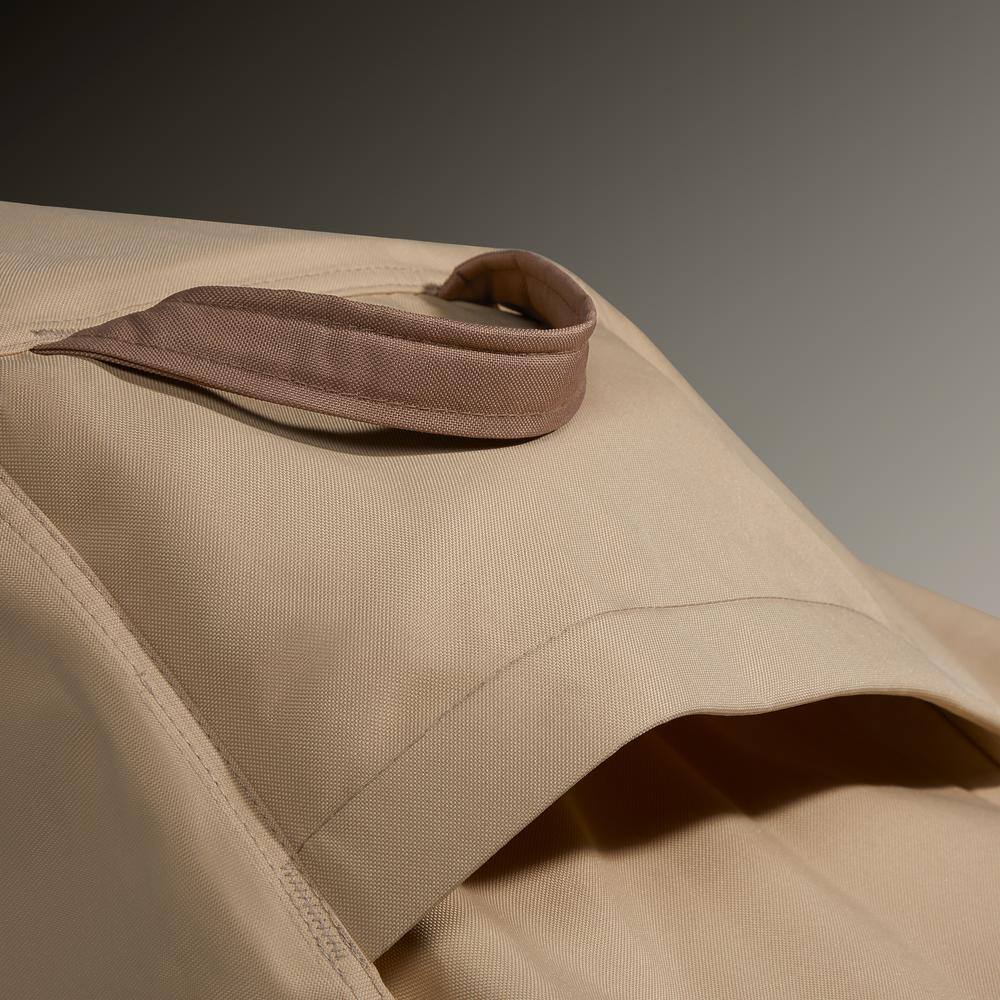 Classic Beige and Brown Waterproof Gas Grill Cover with Buckle Closure